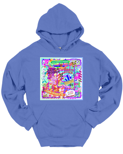 Violet hoodie with a colorful graffiti graphic and a Howard G logo
