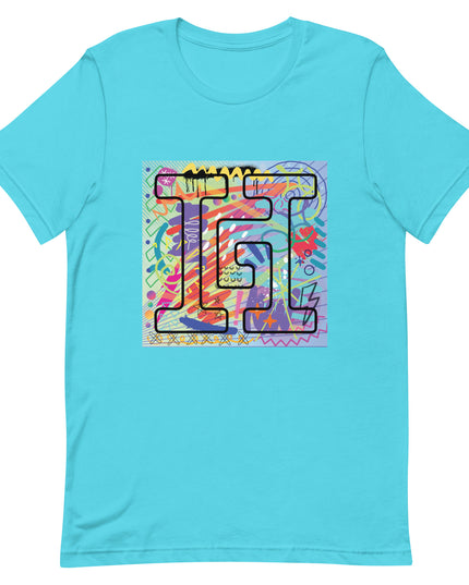 Bondi Blue T-Shirt with graffiti graphics behind the Howard G Cigars logo