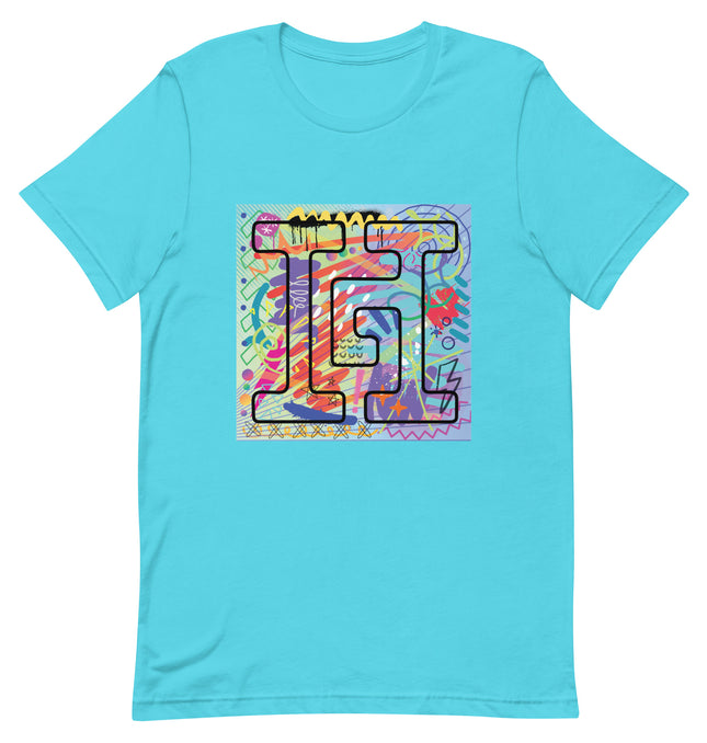 Bondi Blue T-Shirt with graffiti graphics behind the Howard G Cigars logo