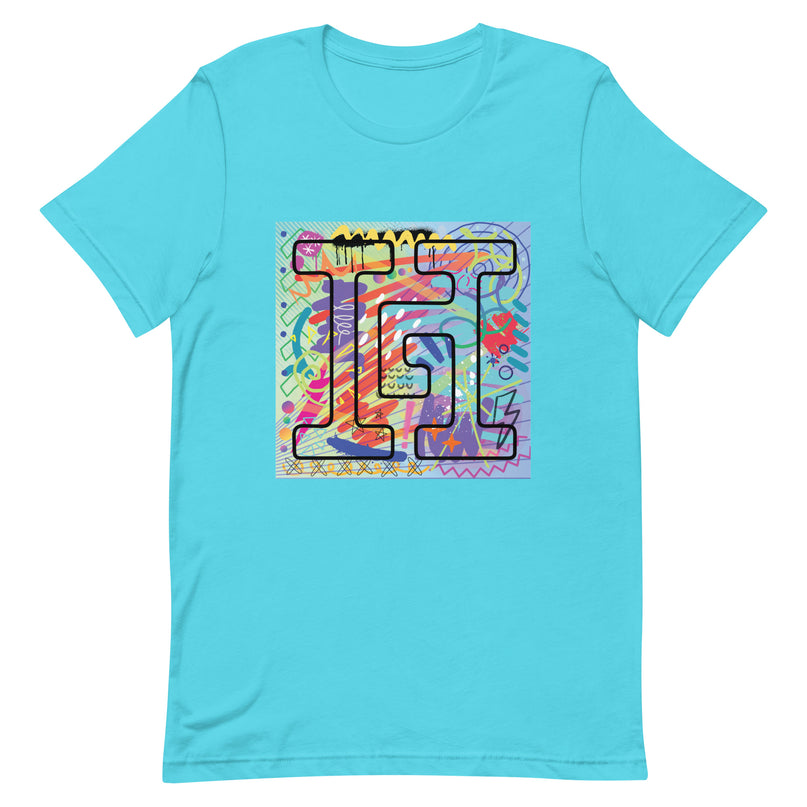 Bondi Blue T-Shirt with graffiti graphics behind the Howard G Cigars logo