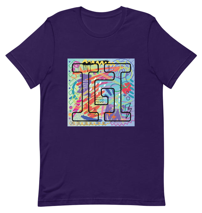 Purple T-Shirt with graffiti graphics behind the Howard G Cigars logo