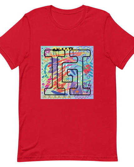 Red T-Shirt with graffiti graphics behind the Howard G Cigars logo