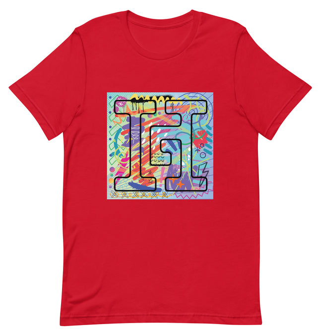 Red T-Shirt with graffiti graphics behind the Howard G Cigars logo