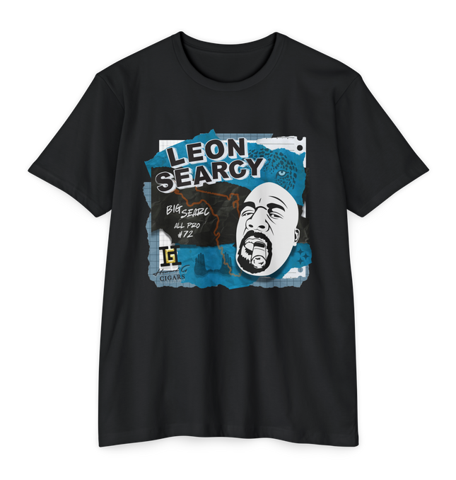 Black t-shirt with graphic design featuring the face of All Pro Champion Leon Searcy. Duuuval!