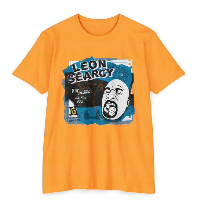 Orange t-shirt with graphic design featuring the face of All Pro Champion Leon Searcy. Duuuval!
