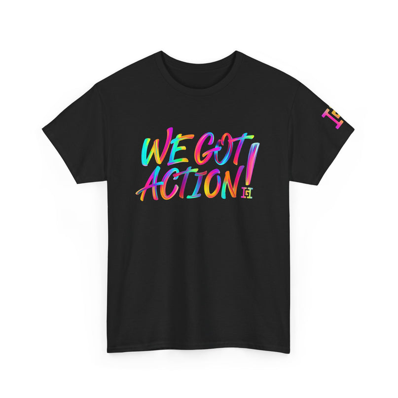 Gar Gear WE GOT ACTION! The OG Black crew neck t-shirt – front view