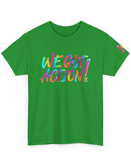 Gar Gear WE GOT ACTION! The OG Irish Green crew neck t-shirt – front view
