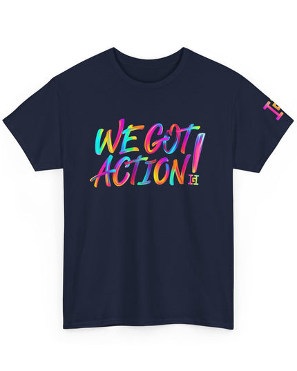 Gar Gear WE GOT ACTION! The OG Navy crew neck t-shirt – front view