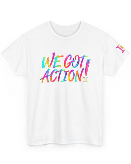 Gar Gear WE GOT ACTION! The OG White crew neck t-shirt – front view