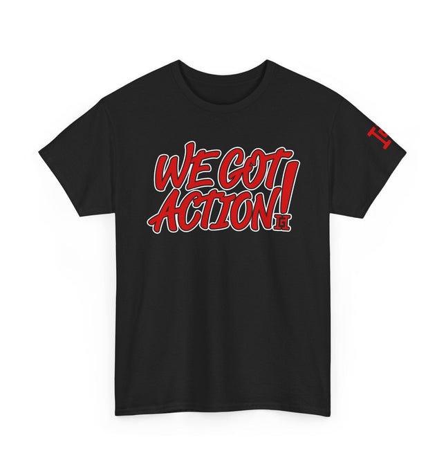 Gar Gear WE GOT ACTION! Drop #86 Black crew neck t-shirt – front view