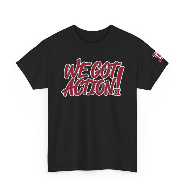 Gar Gear WE GOT ACTION! Drop #87 Black crew neck t-shirt – front view