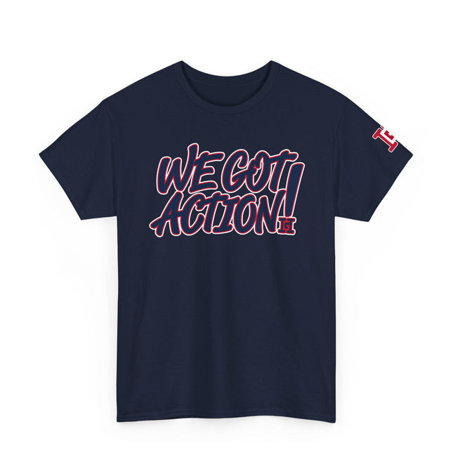 Gar Gear WE GOT ACTION! Drop #88 Navy Blue crew neck t-shirt – front view