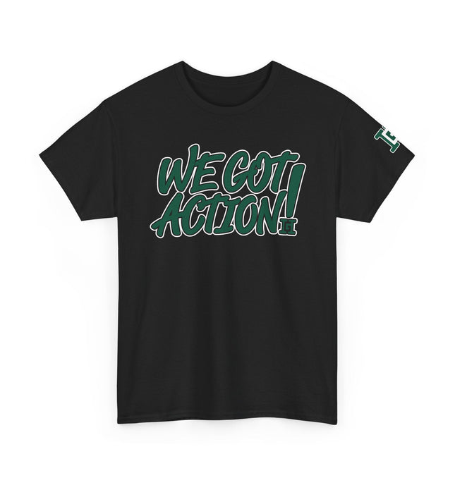 Gar Gear WE GOT ACTION! Drop #94 Black crew neck t-shirt – front view