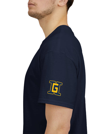 Gar Gear WE GOT ACTION! Drop #110 Navy Blue t-shirt – sleeve detail